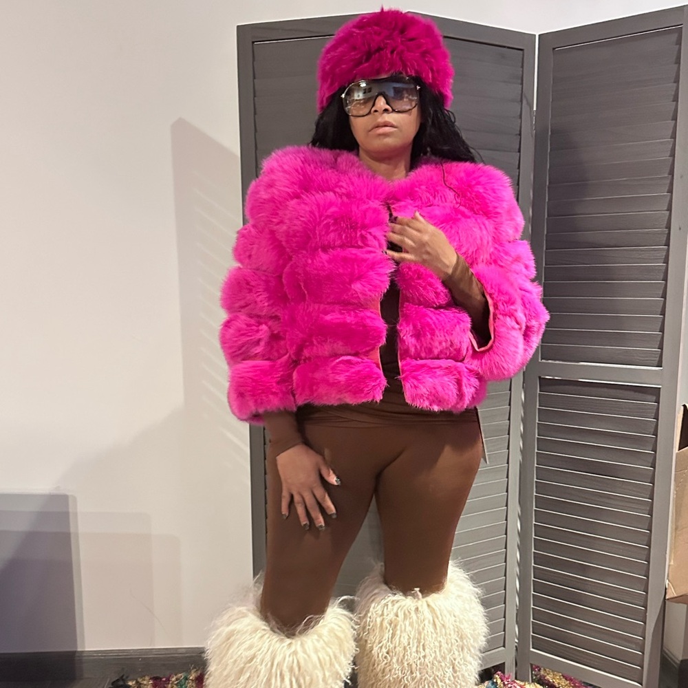 Pink fox bolero jacket